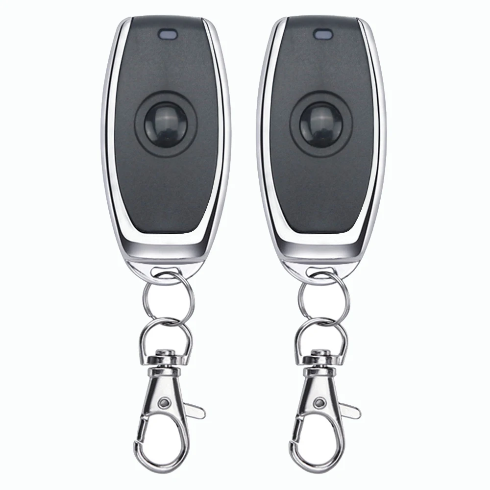 QIACHIP 433MHz RF remote and receiver set showing learning button location and button labeling