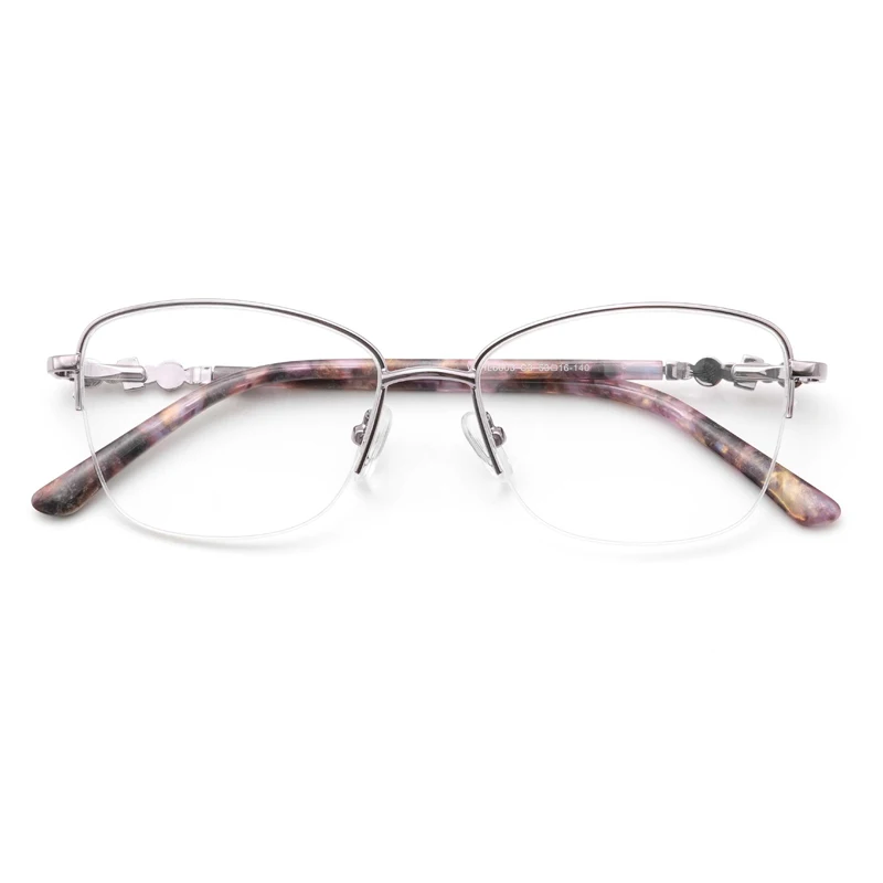 WHEF-VCHL6003 New Women Cat Eye Fashion Metal Acetate Eyeglasses Frames for All Face Eyewear Spectacles with Spring Temple
