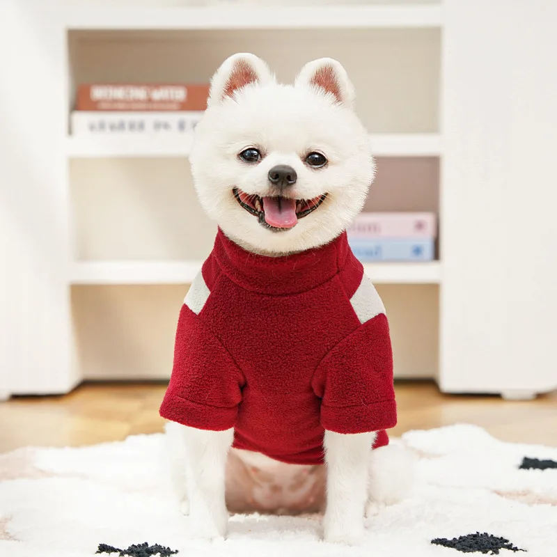 Autumn Winter New Pet Dog Cat Clothing Corgi Sports Base Shirt Fleece-Lined Dog Clothing Cat Supplies Made Polyester Classic