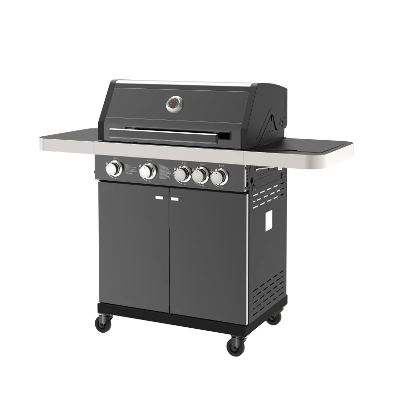 Outdoor Gas Barbeque Grill 4 Burner+1 Side Burner Gas Grill With Flame ...