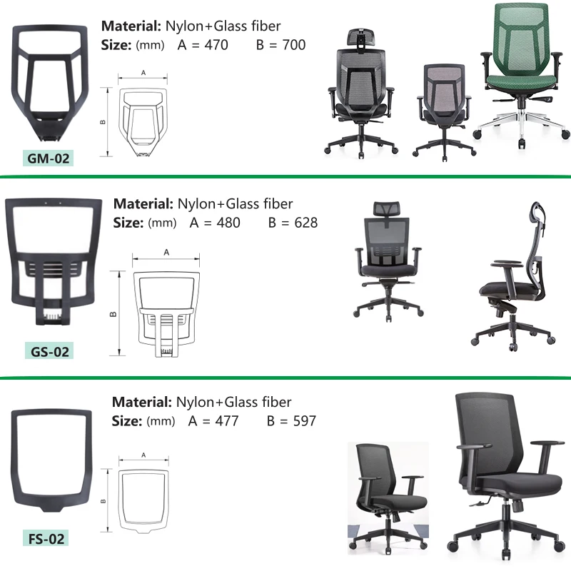 Office Chair Plastic Component Backrest Chair Back Part For Secretary