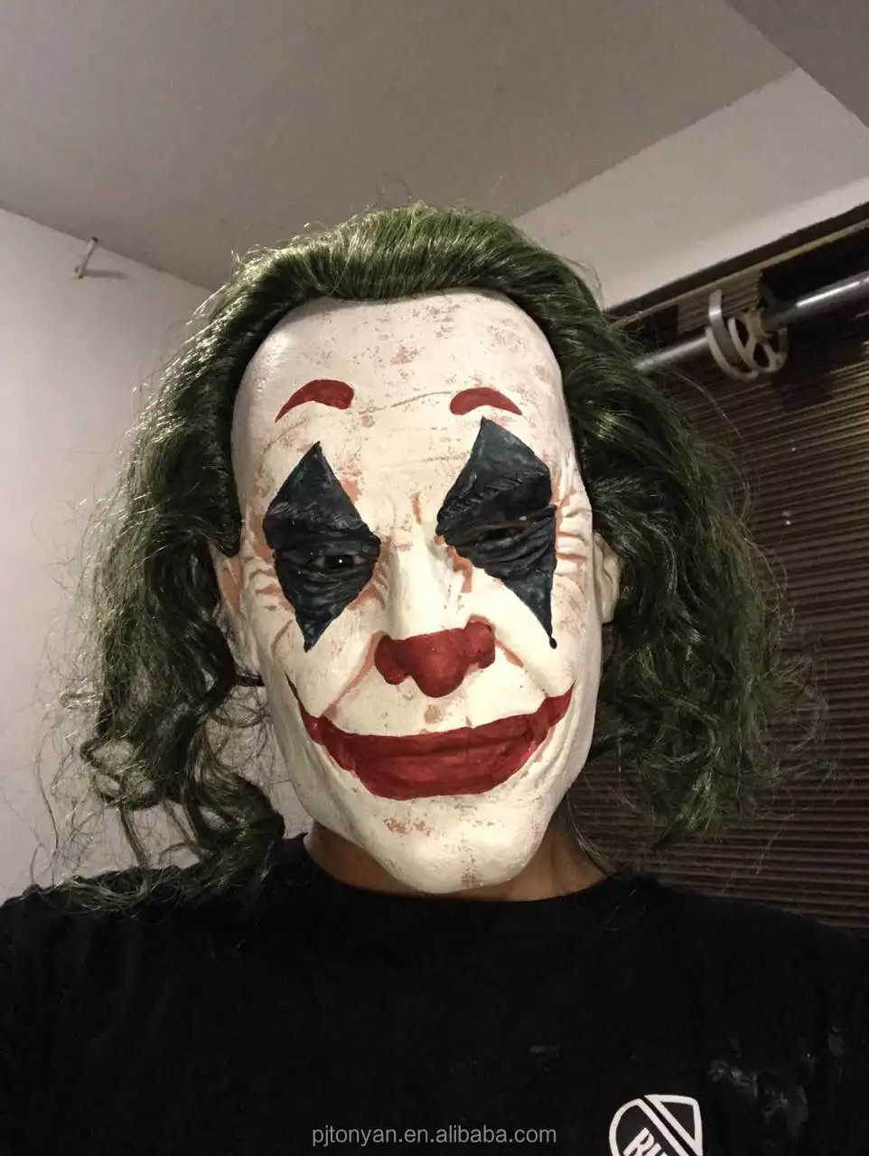 Halloween Creepy Mask Costume Latex Scary Dark Knight Clown Joker Mask Masquerade With Green And