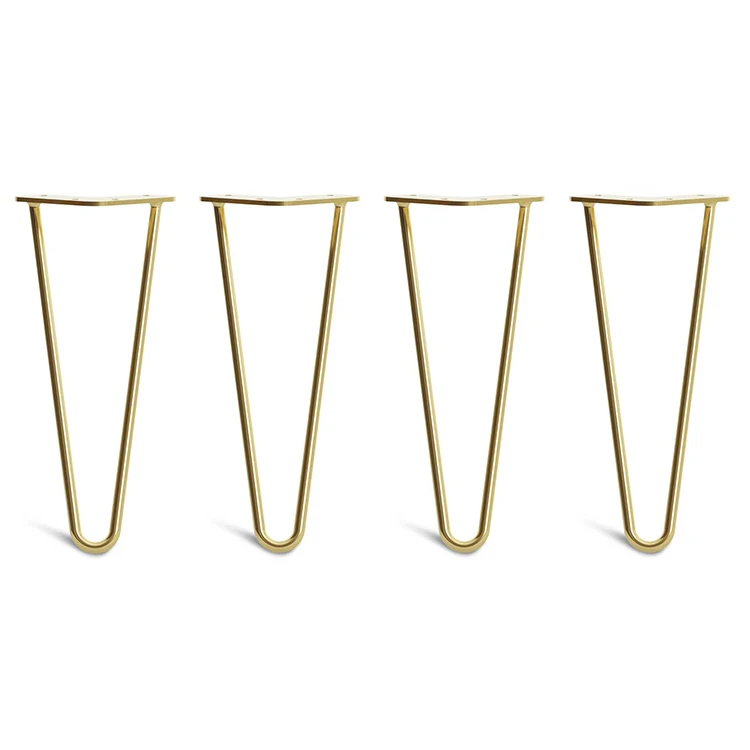Gold Hairpin Legs Modern Round U Shaped Feet Bench Restaurant Desk Coffee Dining Metal 16 Inch