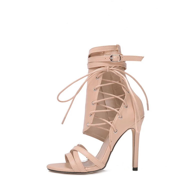 Open Toe Lace up High Heel Shoes