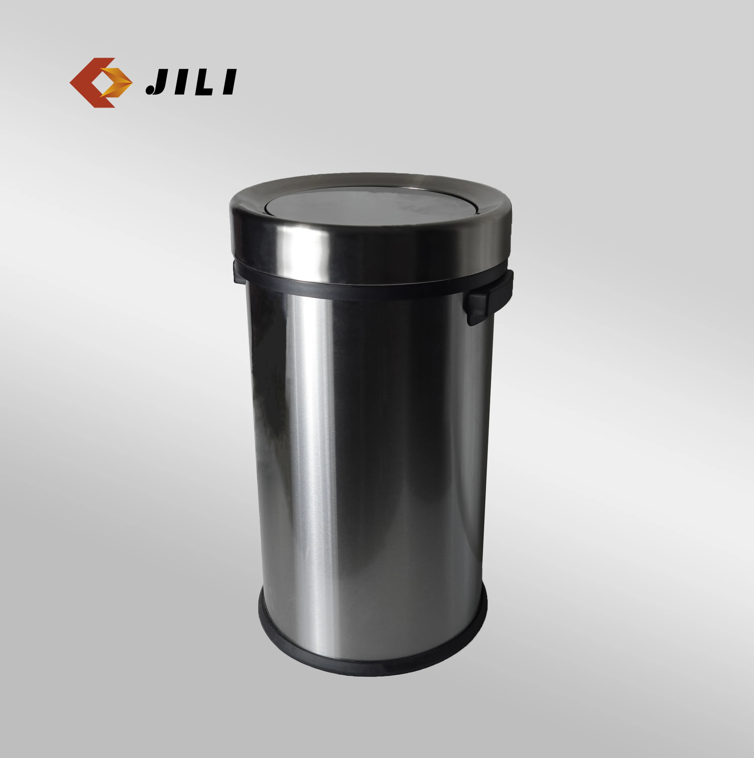 65l 15 Gallon Round Stainless Steel Waste Bin Smudge Resistant Open