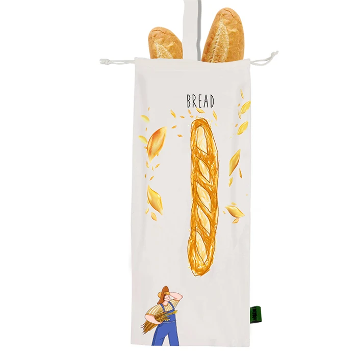包装袋    项目 打印有机棉面包袋可重复使用,可生物降解的面包袋法式