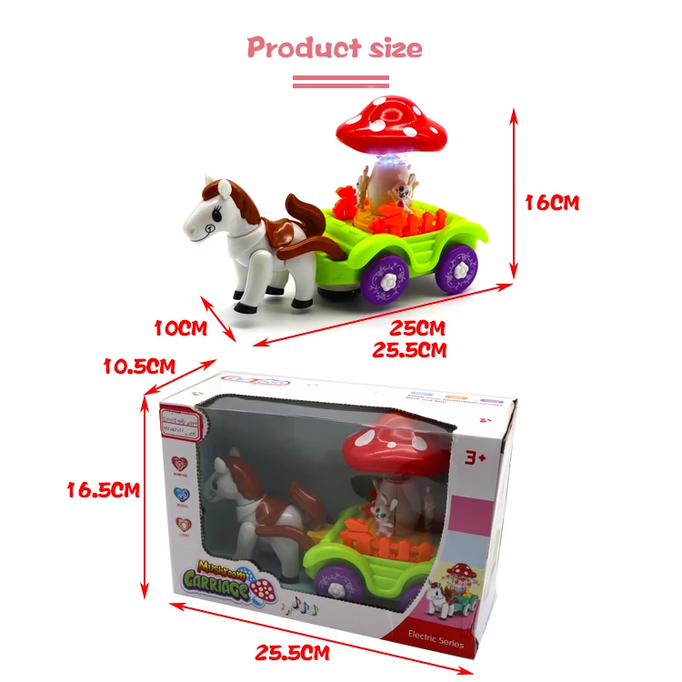 2021 Popular Kids Electric Universal Wheel Toys Mushroom Carriage With Music & Colorful Lights