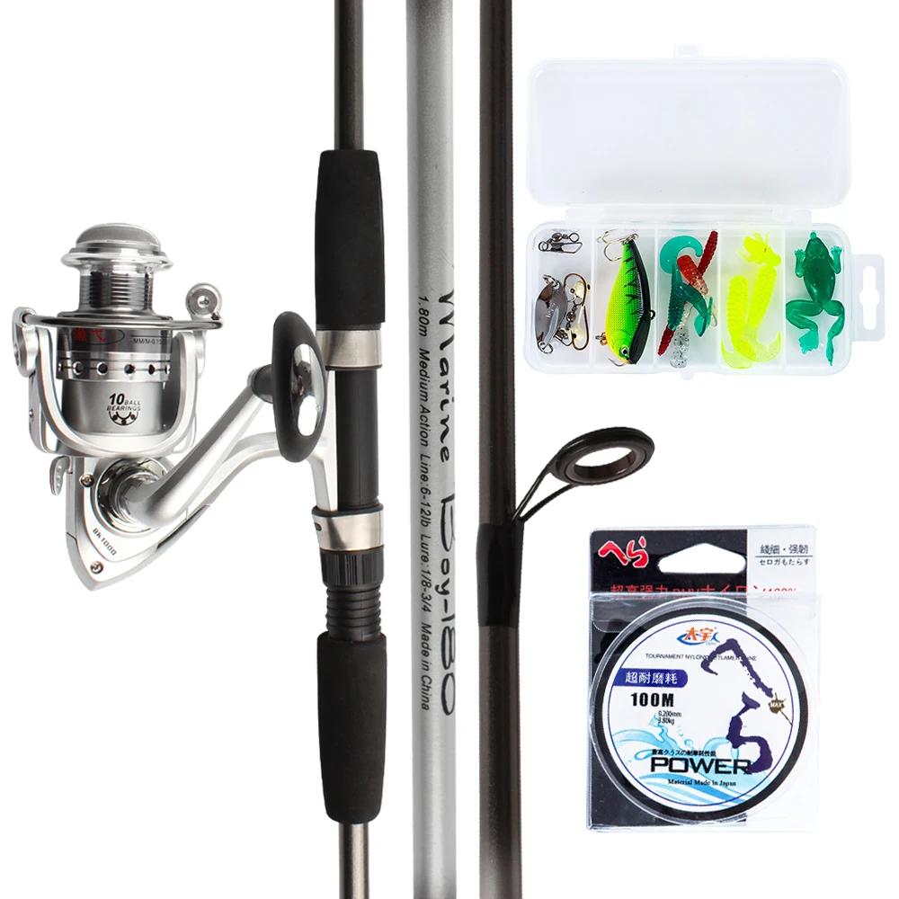 1.8m Full Kit Fishing Rod Set Reel Combo Spinning Fishing Rod Reel