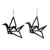 Custom Large Capacity Holiday Crystal Black Paper Crane Animal Earrings For Ladies
