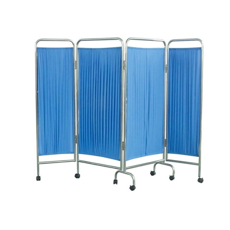 4panel Foldable Hospital Bed Side Screen/stainless Steel Pipe Movable