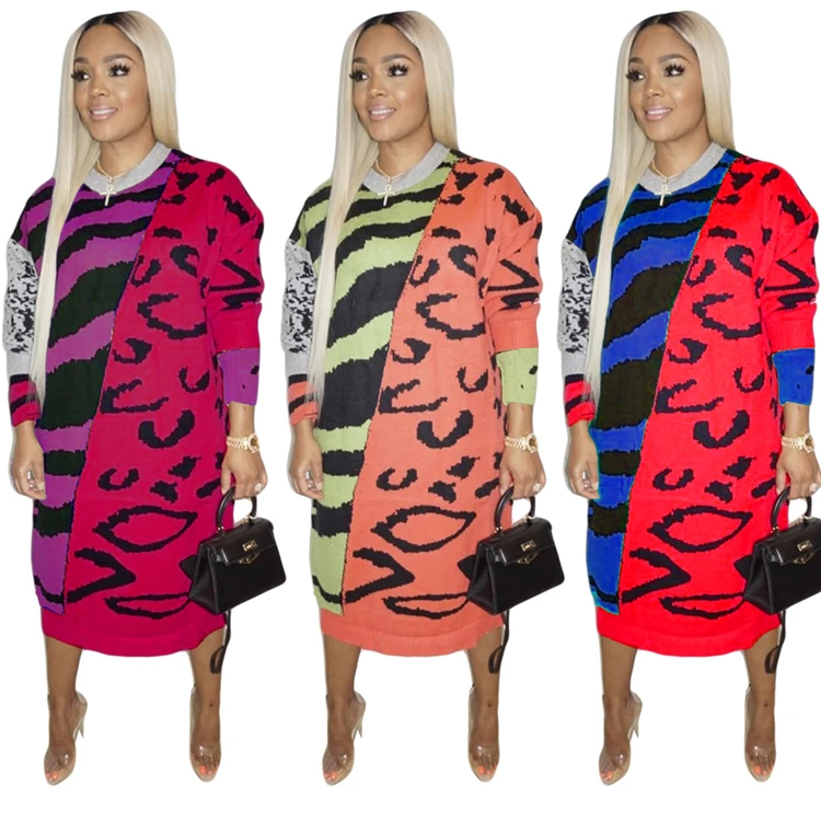 Best Seller Wholesale Fashion Womens Winter Clothing 2021 Casual Multicolor Autumn Woman Casual Long Dress