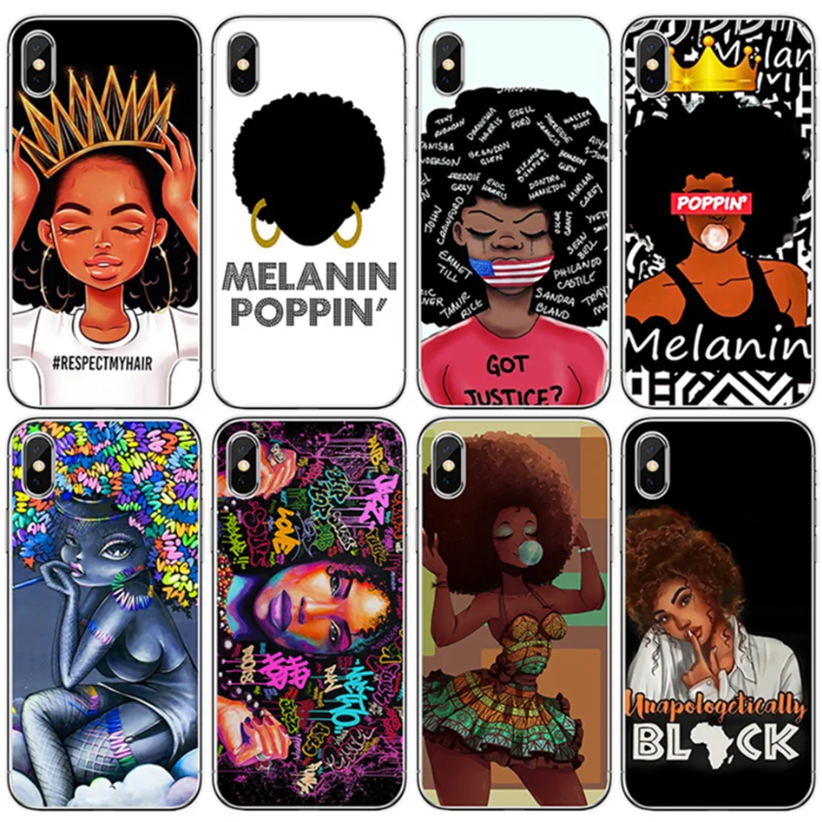 Black girl phone case Melanin Poppin Black Girl queen for iphone 11 case 6 6s 6SP 7 8 8S plus X XR XS max TPU cases