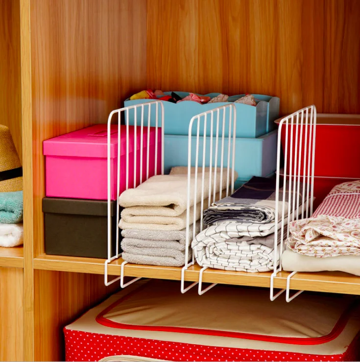 Closet Metal Shelf Divider Wardrobe Closet Drawer Organizer Book