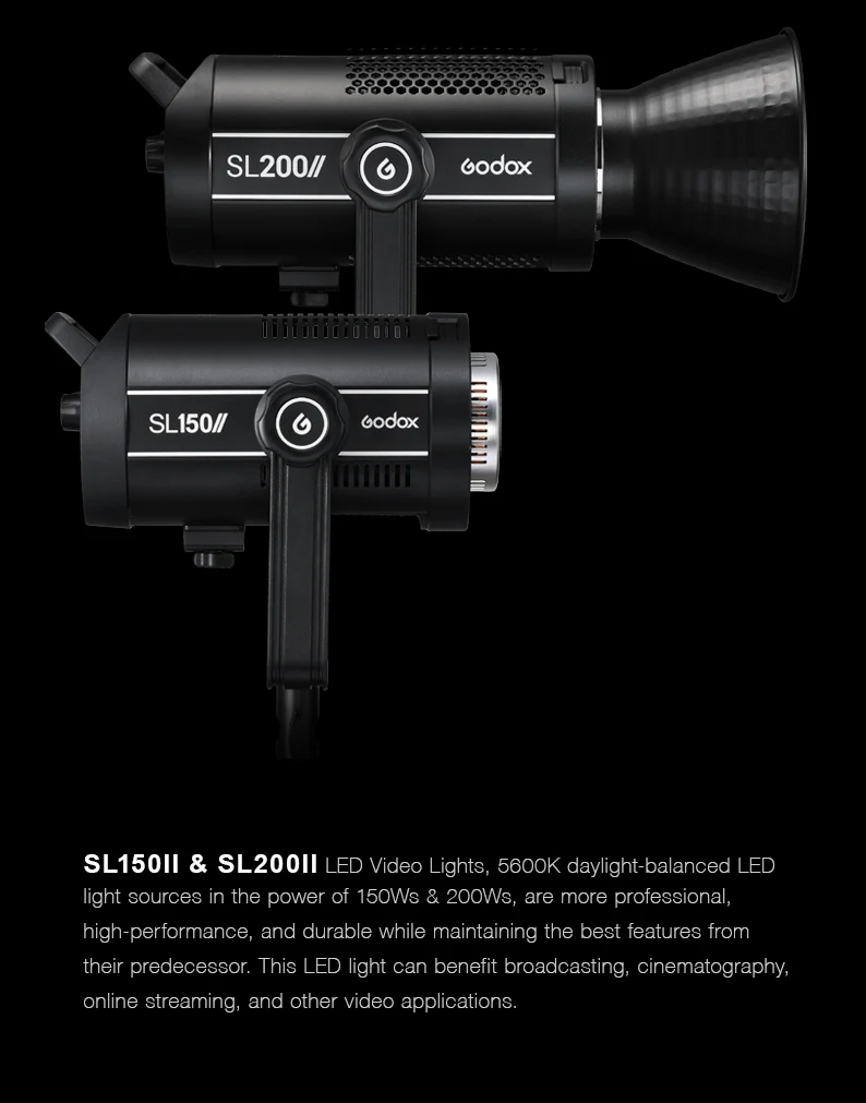 Godox SL150II 150W SL200II 200W daylight balanced LED video light 5600K wireless remote control for photography Video lighting