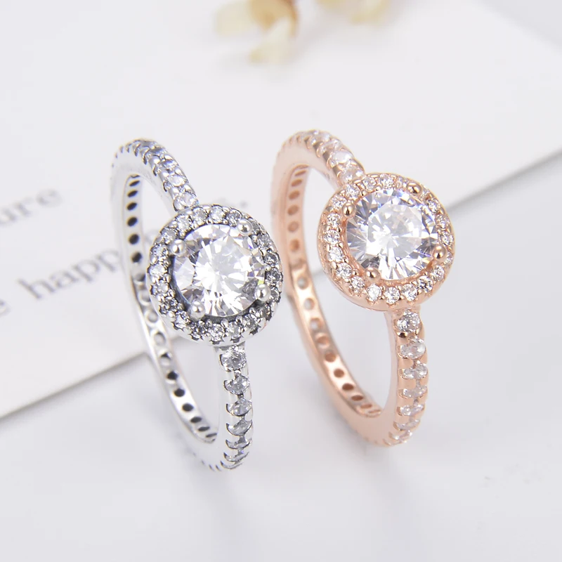 Wholesale 925 Sterling Silver Fashion Zircon Round Sparkle Halo Ring Of ...
