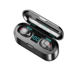 Hot mini headphones f9 tws 5.0 wireless earbuds earphone with charging sports gaming headset with led display headphone