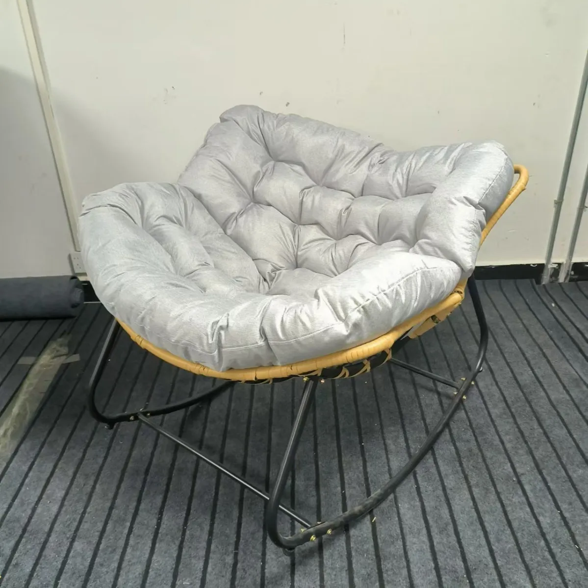 Rattan bird's nest rocking chair can sit can lie lazy rocking chair balcony home leisure rattan chair iron single sofa H62f13508c77649ada414cfe6058ad13ad