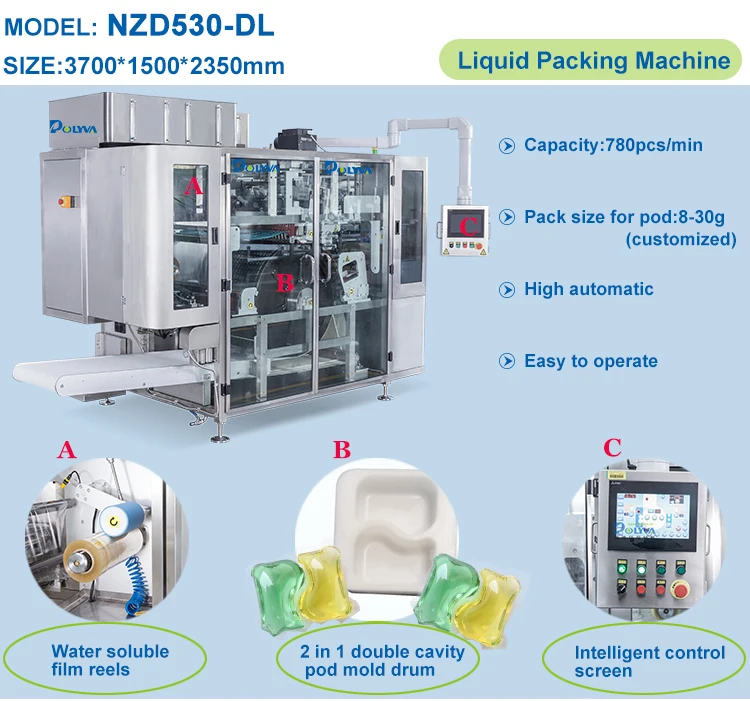 POLYVA high speed automatic liquid/powder laundry detergent pods filling machine of oil pesticide/chemicals agent