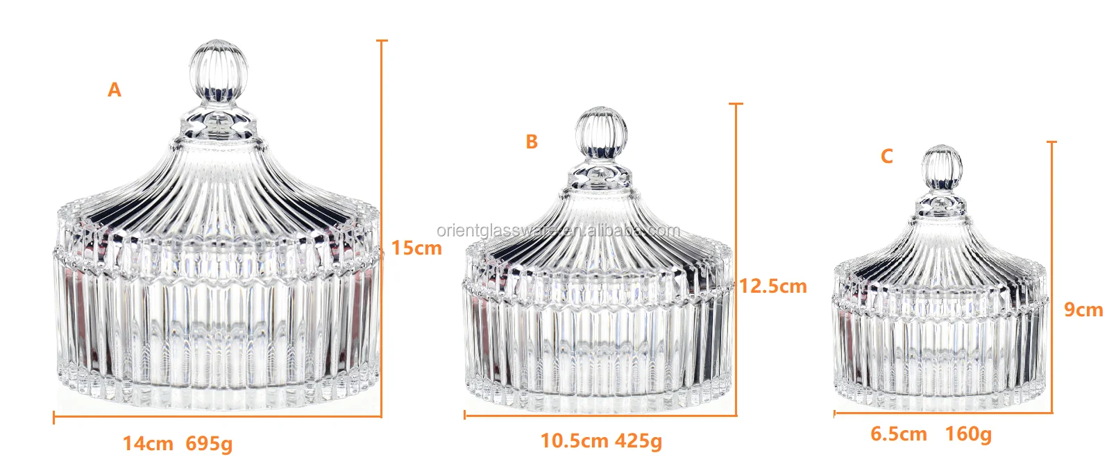 Wholesale Crystal Clear Glass Sugar Jar Sugar Bowl Glass Candy Jars