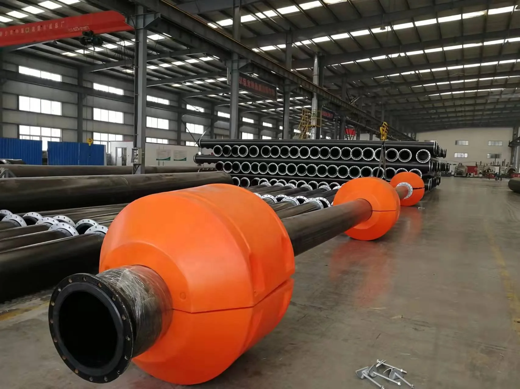 Orange Color Pu Foam Filled Impact Resistant Pe Floater For Dredging ...