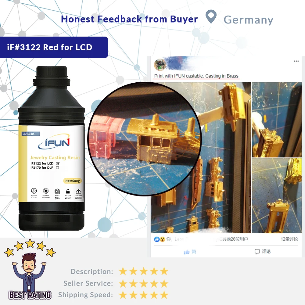 Ifun Lost Wax Resin 3d Printer Castable Uv Curable Resin 405nm Jewelry