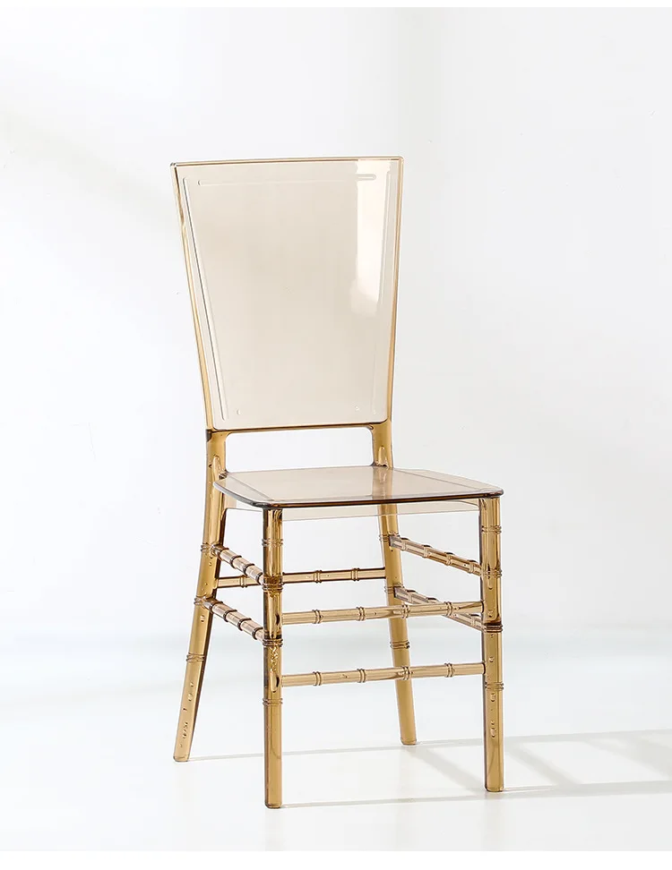 Modern Simple Bamboo Section Transparent Chair Cyber Popular Light Luxury Plastic Dining Chair with Backrest for Small Spaces