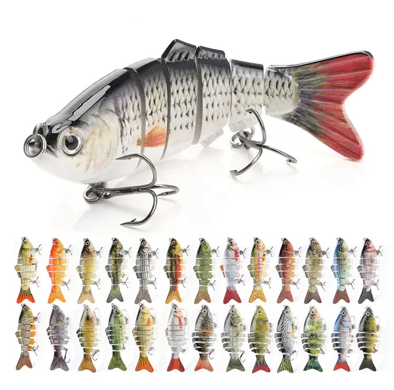 Custom 10cm 17.5g Artificial Bass Fish Lure Swimbait 6 Segmented Multi