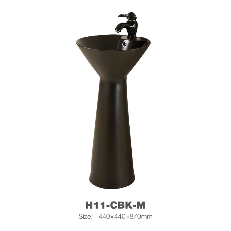 Newest Design Ceramic Face Washing Art Basin Standing Pedestal Art Basin H11-CBK-M