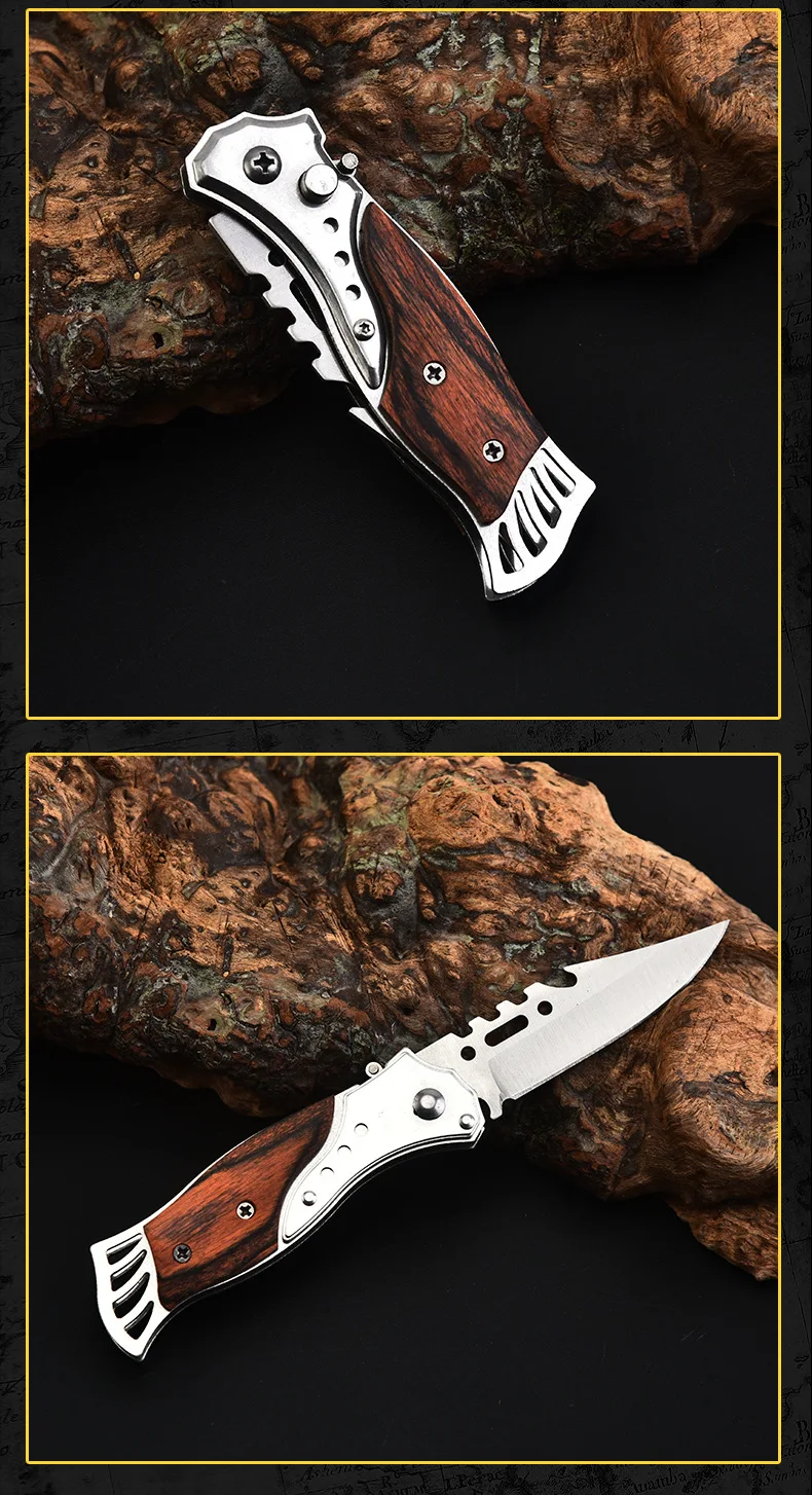 Portable Stainless Steel Mini Fruit Knife High Hardness Folding Wilderness Survival Cutting Blade Outdoor Rubber Grip for DIY