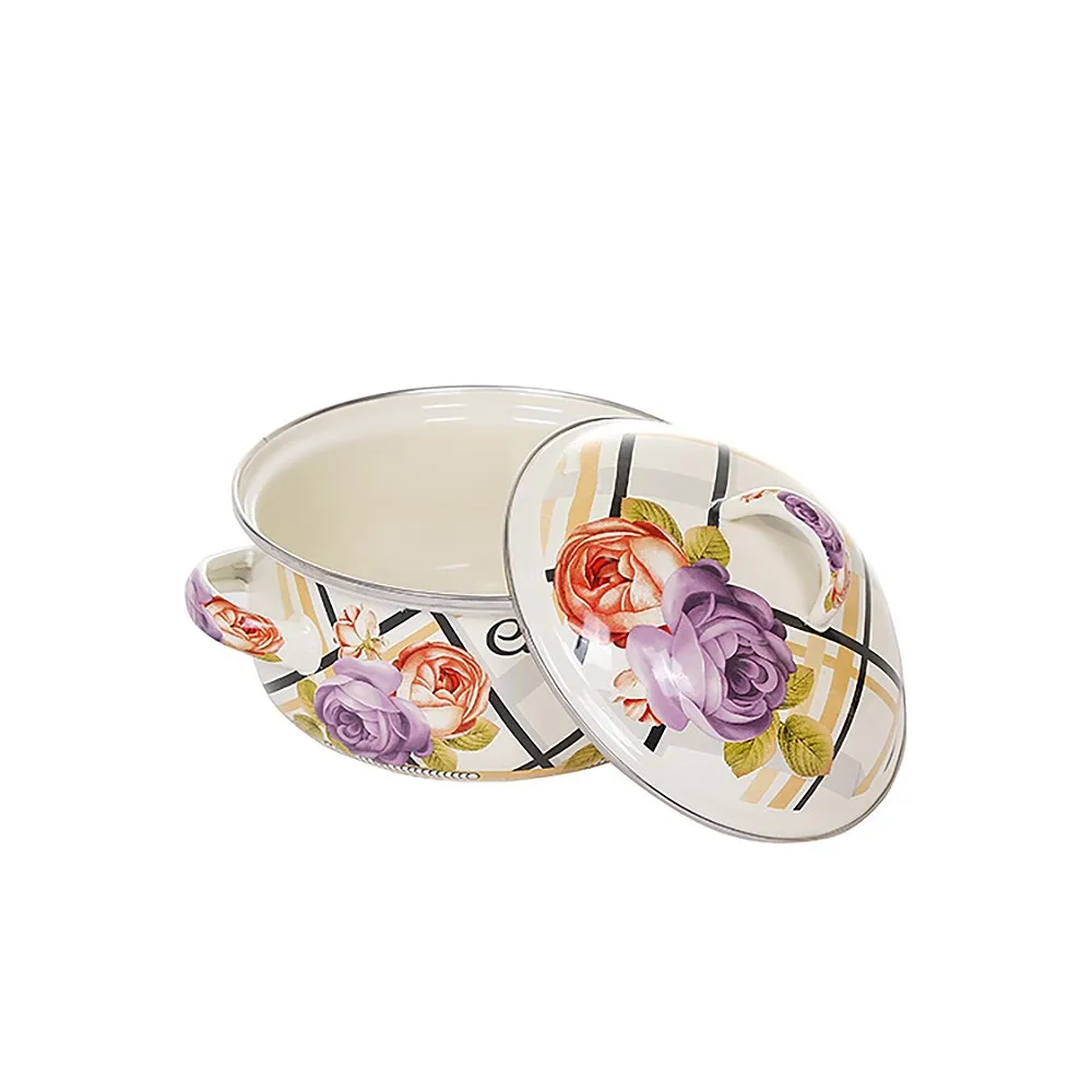 New Design Two Handle Round Enamel Cookware Set Recyclable Enamel