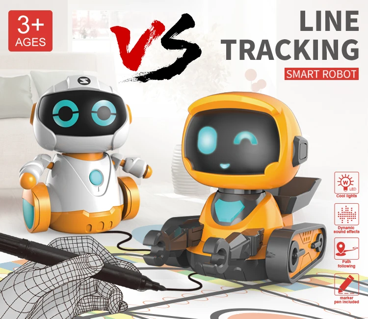 Kidewan Set Of 2 Novelty Magic Toy Electronic Stem Line Tracking Robot