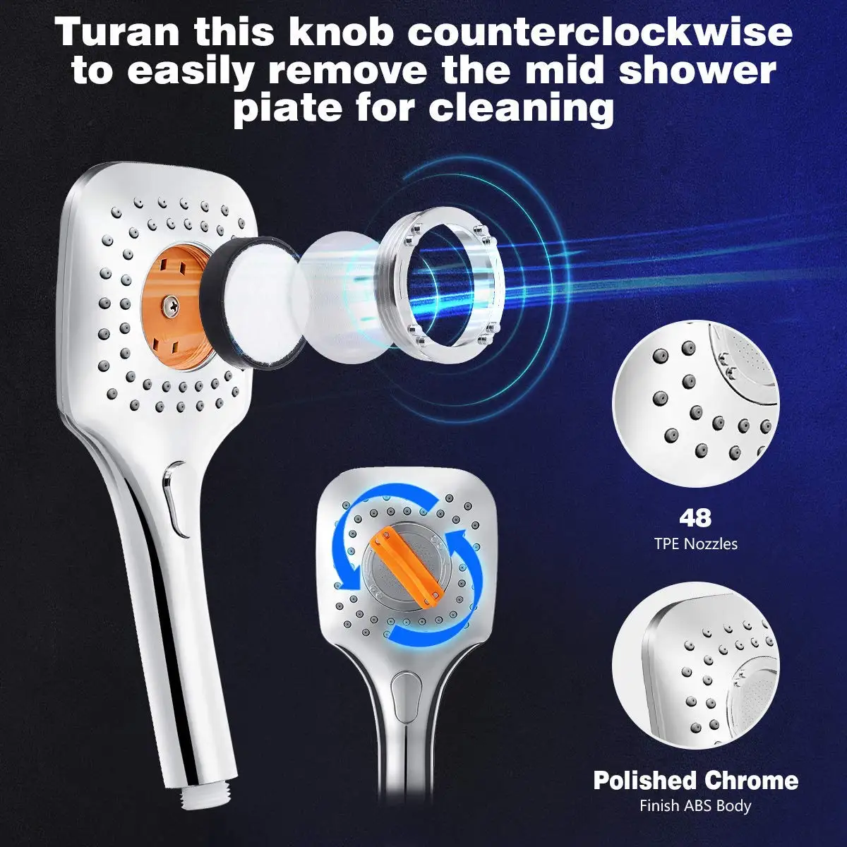 Adjustable High Pressure Rainfall Showerhead Combo with Strong Suction Cup Holder