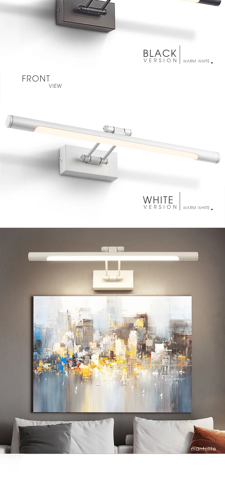 8W Aluminum Black Bathroom Lights Indoor LED Home Lighting Fixtures Hotel Wall Lamps 8W Waterproof White Bedside Wall Lamp