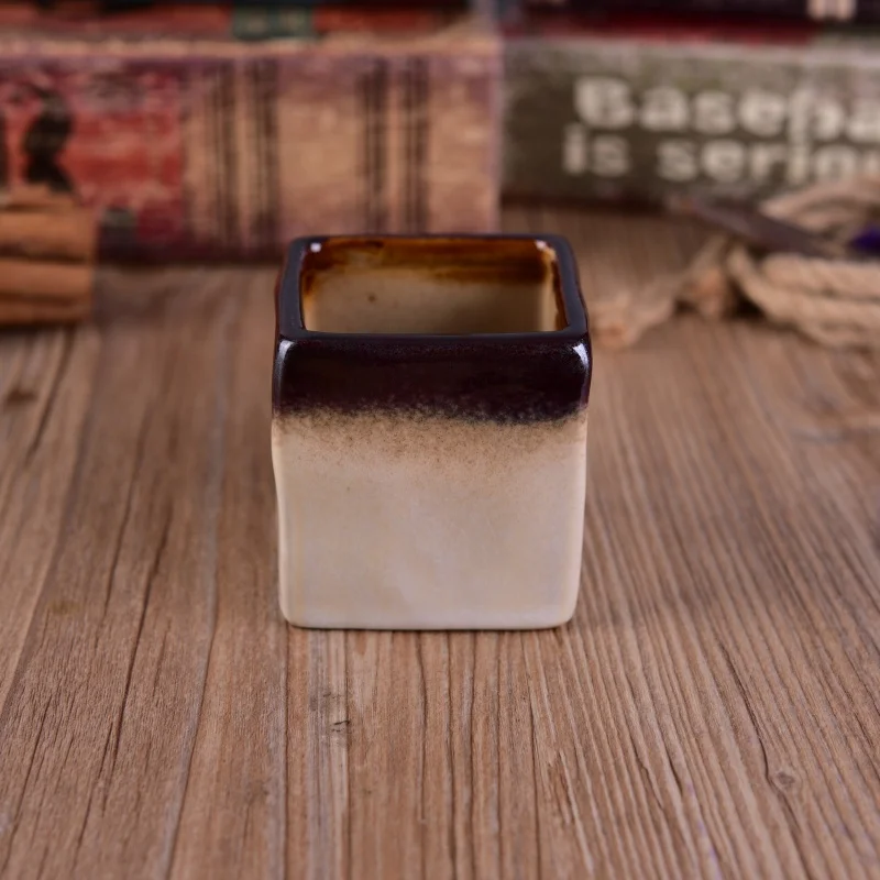 Square ceramic candle jars for home decor