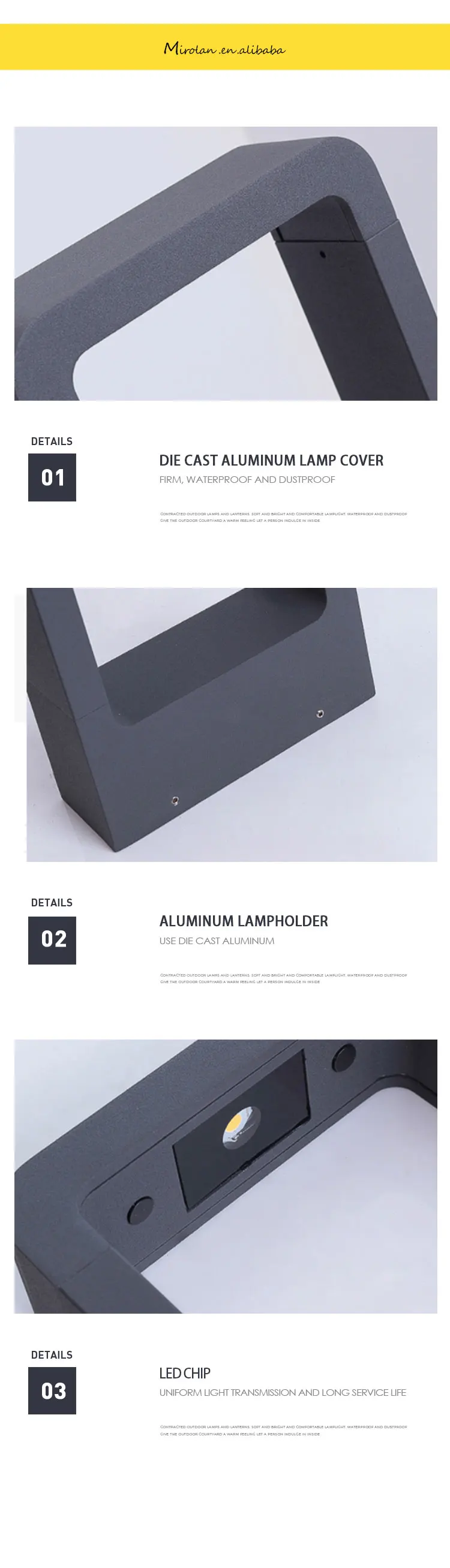 300mm 600mm 800mm 7w IP54 Aluminum Lawn lamp outdoor waterproof modern villa garden lamp