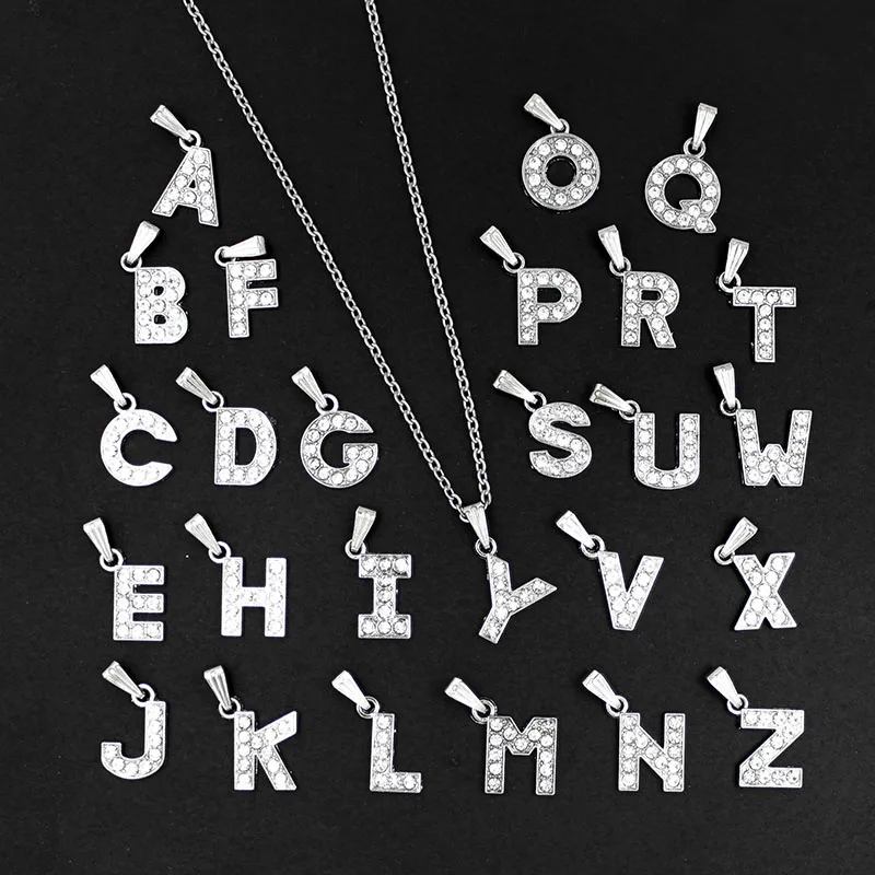 10piece/pack Wholesale Simple Alphabet Necklace Charms Pendant Letter ...