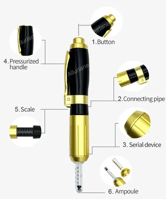 No Needle Air Pressure Injector Hyaluronic Acid Pen for Lips Filling