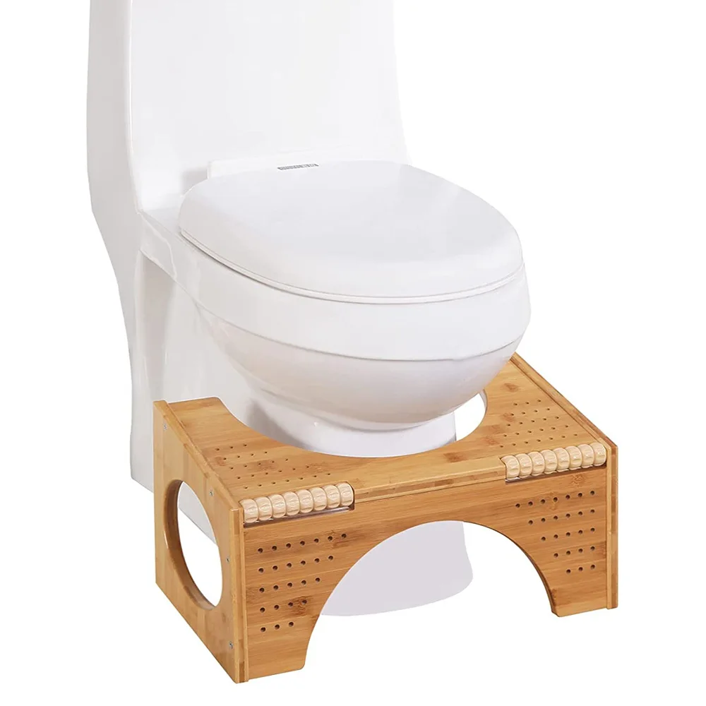 Premium Bamboo Foldable Squatty Potty Step Simple Bathroom Toilet