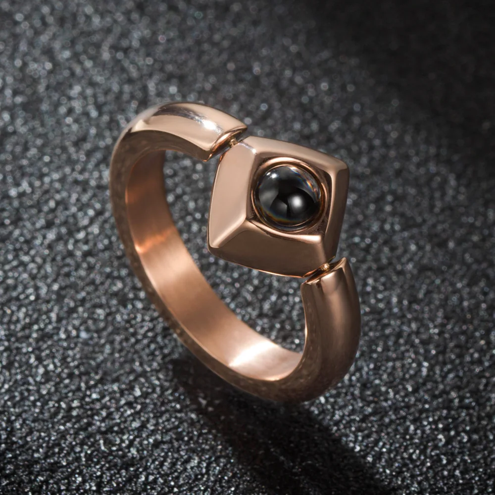 2019 Rings Jewelry I Love You In 100 Languages Titanium Steel Men Ring Support Customize Lettering Rotatable Wholesale Valentine