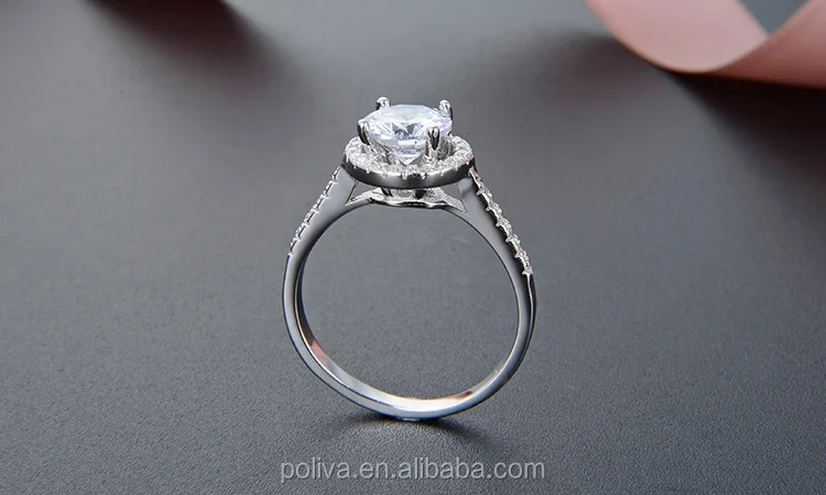 POLIVA Jewelry Round Brilliant Cubic Zirconia Cz Sterling 925 Silver Ring Women Engagement Wedding Rings