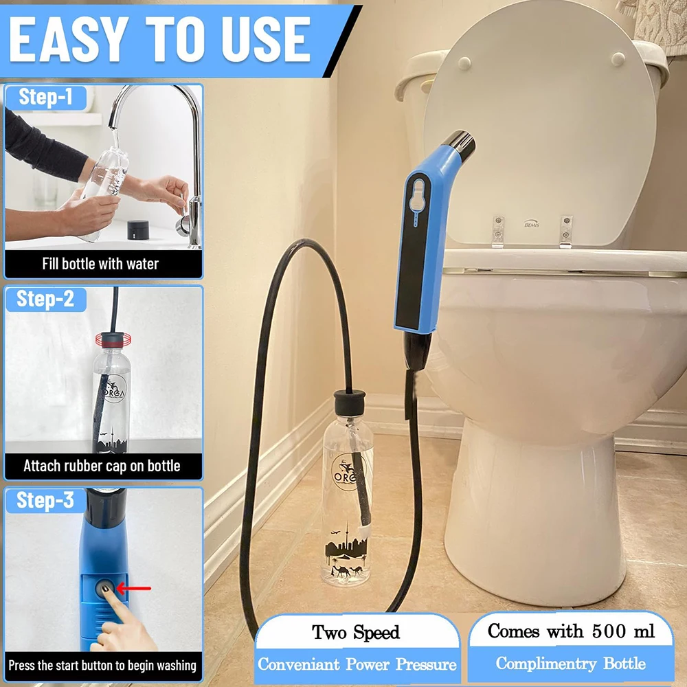 Portable Bidet Travel Bidet Sprayer Electric Two Flow Rate Control for Adult Butt Washing in the Toilet , Muslim Shower Spray details