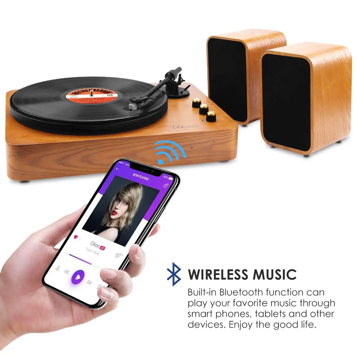 Retro Vinyl Record Player With Cartridge With Dual Speaker