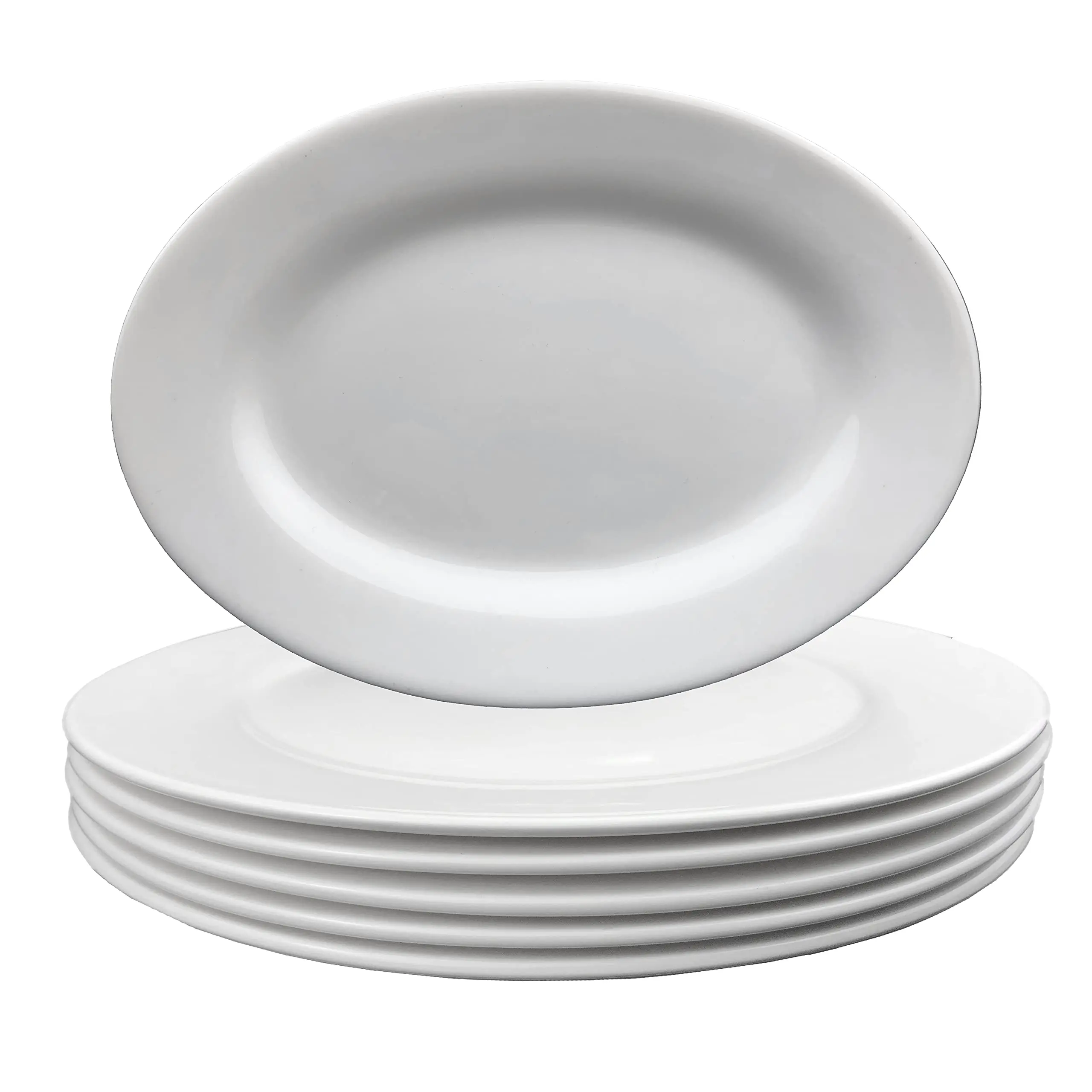 6-piece 6 Inch Porcelain Dessert Plate Set White Appetizer Ceramic Oval Plate for Kitchen and Family Party supplier