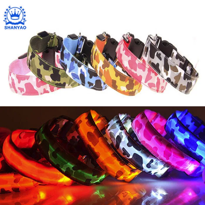 Factory Supplying Classic LED Camouflage Dog Collar LED Wholesale Pet Collar For Pet Accessories and Safety At Night