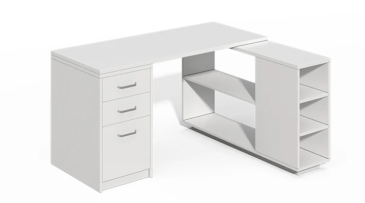 High quality white manager L shaped desk with hutch