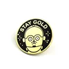Wholesale metal gold plated round souvenir badge pin