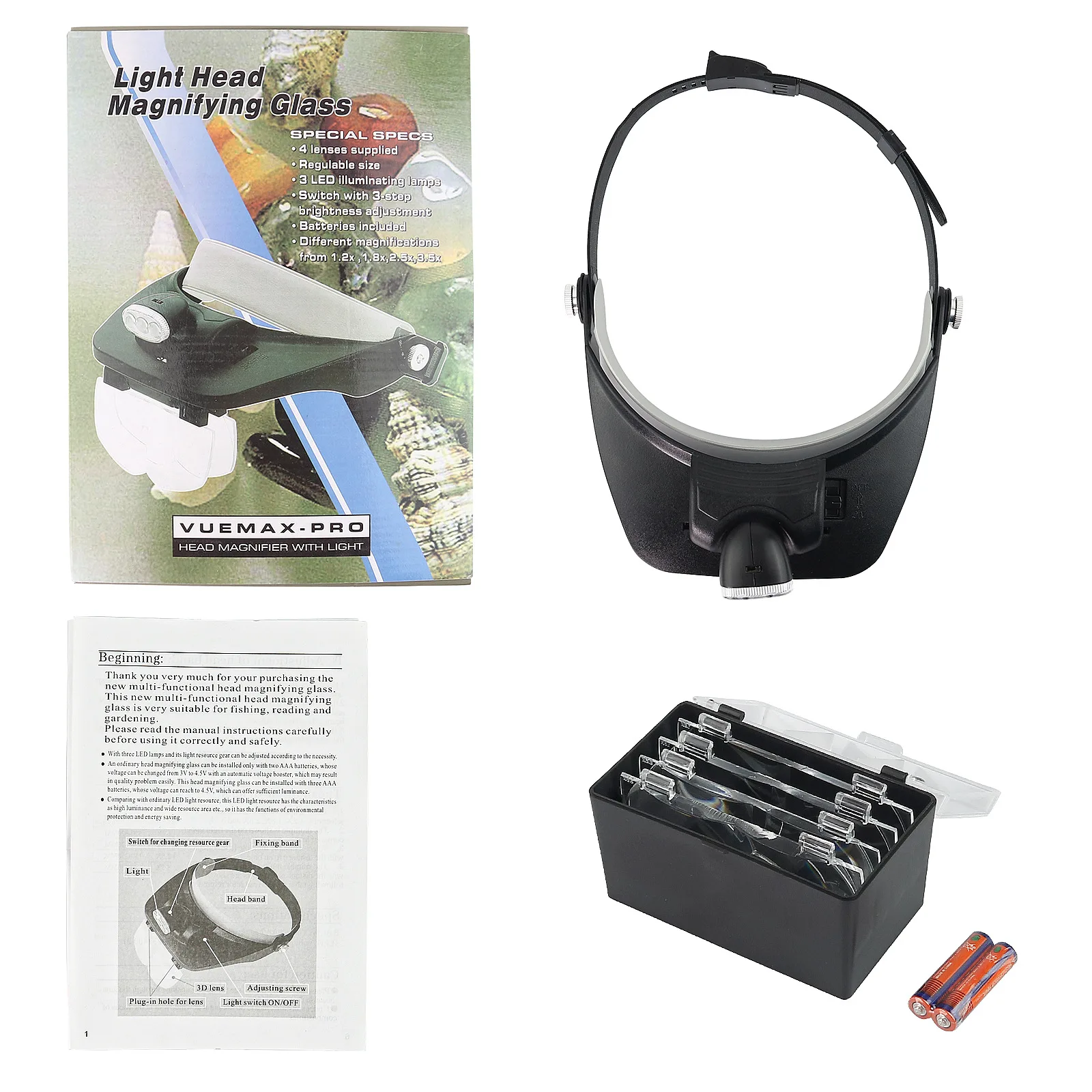 Wholesale Four Multiple Lenses,Head-mounted Magnifier With Three Led ...