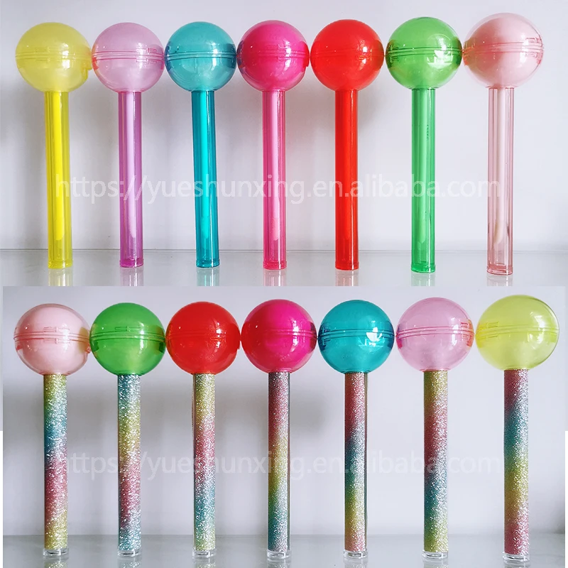Rainbow Luxury Cute 2n1 Lollipop Unique Empty Lipstick Tube Ball Lip Balm Stick Container Rose