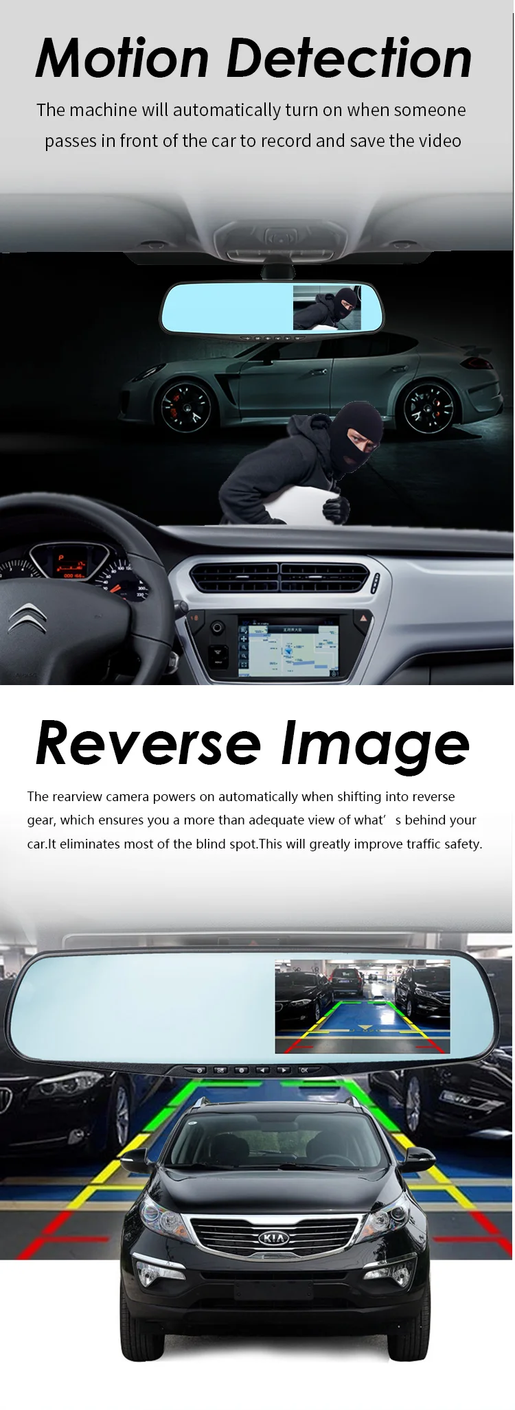 car dvr rear view mirror