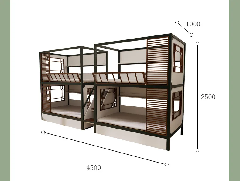 product multifunctional dormitory bed single loft bed metal bunk bed with wardrobe cloakroom for school-13